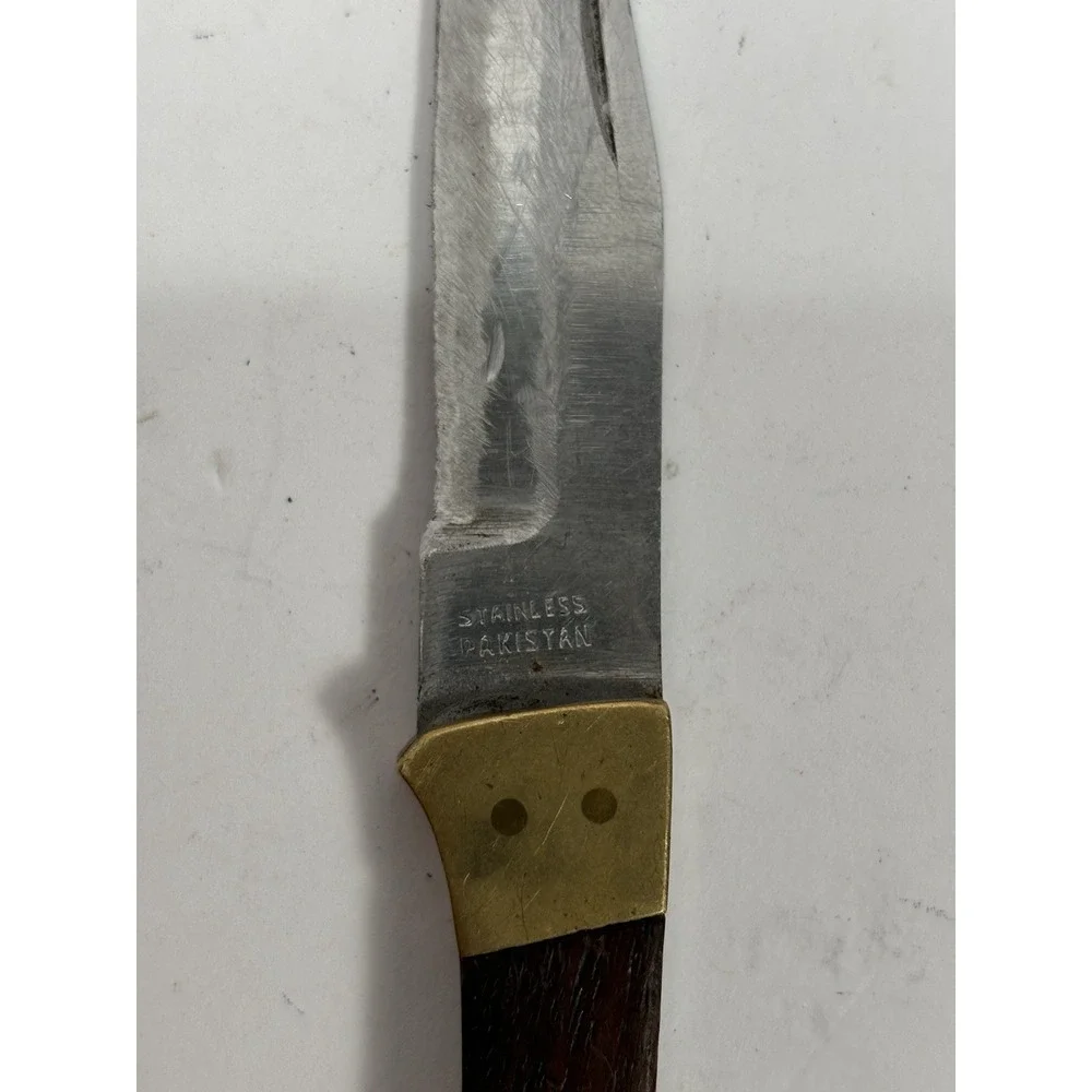 VINTAGE STAINLESS WOOD PAKISTAN KNIFE Used‎